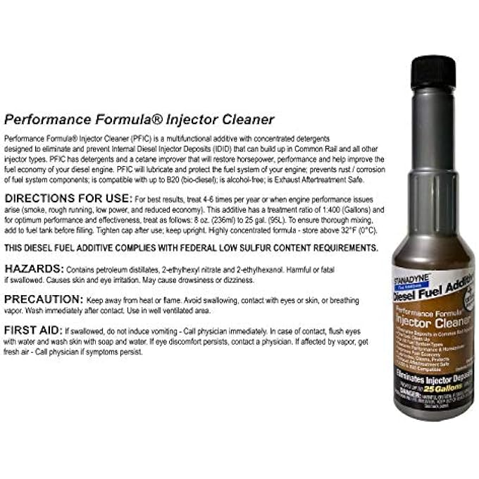 Stanadyne PERFORMANCE FORMULA BUNDLE WITH INJECTOR CLEANER DIESEL FUEL ADDITIVE, 8 OUNCE, 4 PACK - Image 5